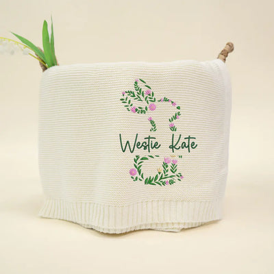 Personalized Floral Bunny Easter Day Baby Blanket