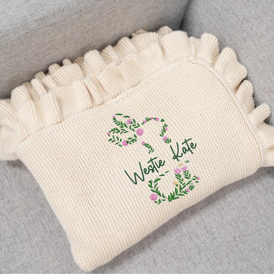 Personalized Floral Bunny Easter Day Baby Blanket