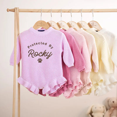 Embroidered Protected By Dog Baby Romper