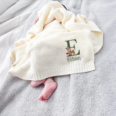 Embroidered Reindeer Baby Blanket