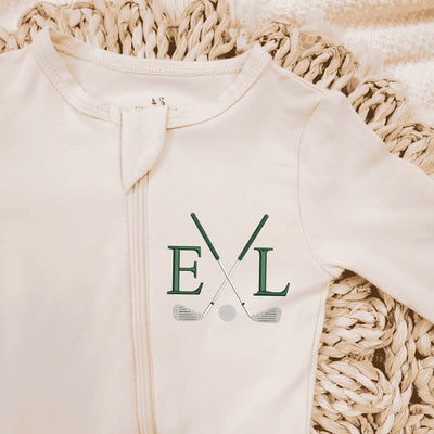 Embroidered Golf Monogram Baby Pajamas