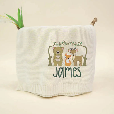Personalized Woodland Animal Baby Blanket is more than a cozy wrap; it’s an introduction to gentle friends, a soft and charming scene embroidered with love to welcome your baby home.