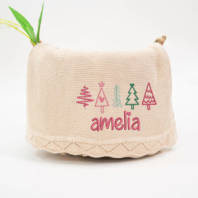 Embroidery Christmas Tree Gift Baby Blanket