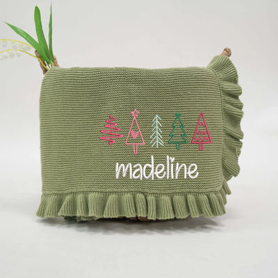 Embroidery Christmas Tree Gift Baby Blanket