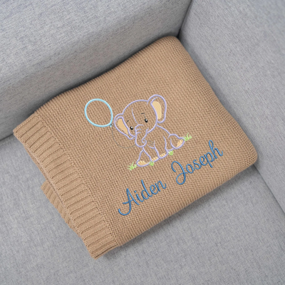 Custom Elephant Name | Personalized Baby Blanket SwaddleAn