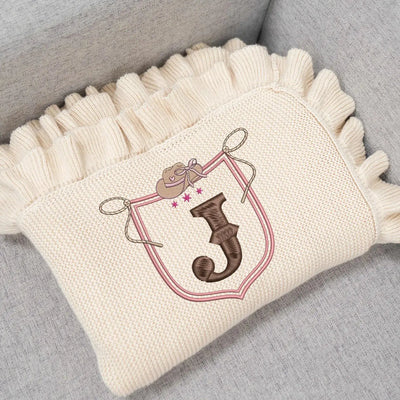 Embroidery Initial Western Cowboy Baby Blanket SwaddleAn