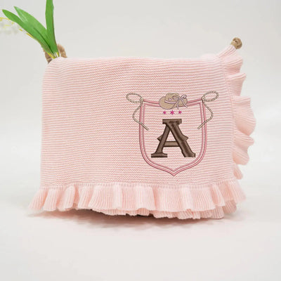 Embroidery Initial Western Cowboy Baby Blanket SwaddleAn