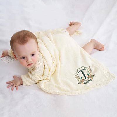 Embroidery Mallard Duck Crest Baby Blanket
