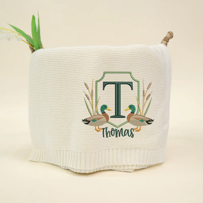 Embroidery Mallard Duck Crest Baby Blanket