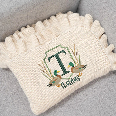 Embroidery Mallard Duck Crest Baby Blanket