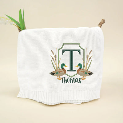 Embroidery Mallard Duck Crest Baby Blanket