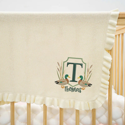 Embroidery Mallard Duck Crest Baby Blanket