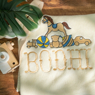 Embroidery Rocking Horse Baby Blanket 1
