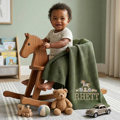 Embroidery Rocking Horse Baby Blanket