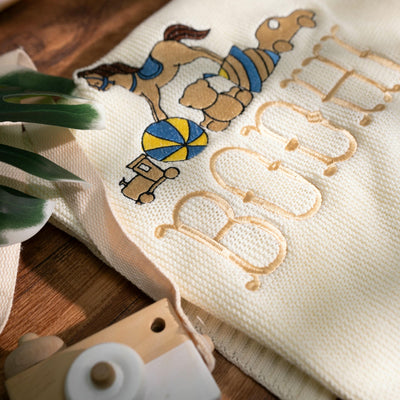 Embroidery Rocking Horse Baby Blanket 3