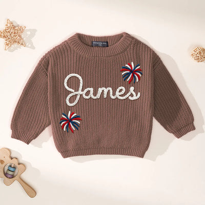 Fireworks Patriotic Custom Name Baby Sweater