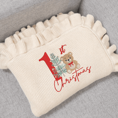 First Christmas Embroidery Baby Blanket