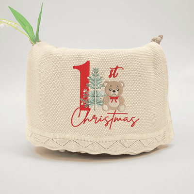 First Christmas Embroidery Baby Blanket
