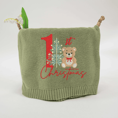 First Christmas Embroidery Baby Blanket