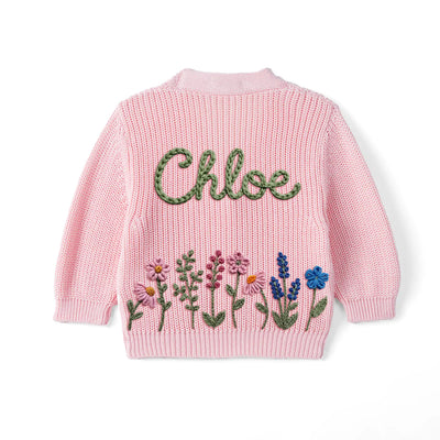Floral Hand Embroidered Name Cardigan