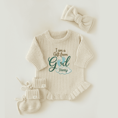 Gift from God Embroidery Custom Name Baby Romper