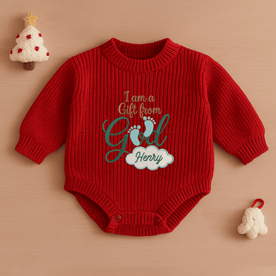 Gift from God Embroidery Custom Name Baby Romper