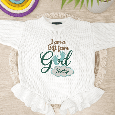 Gift from God Embroidery Custom Name Baby Romper