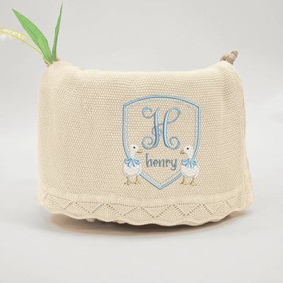 Goose Custom Name Initial Frame Baby Blanket - SwaddleAn