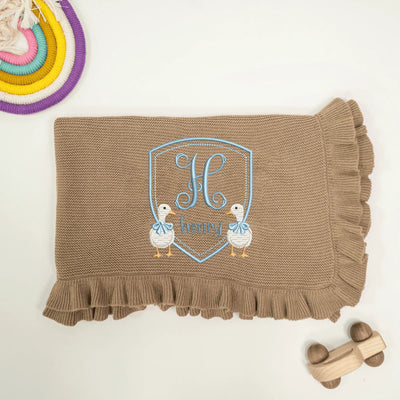 Goose Custom Name Initial Frame Baby Blanket - SwaddleAn