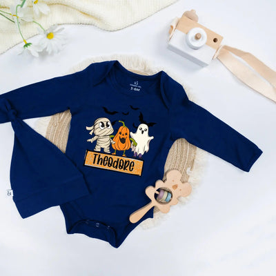 Halloween Ghost Custom Name Baby Onesie SwaddleAn