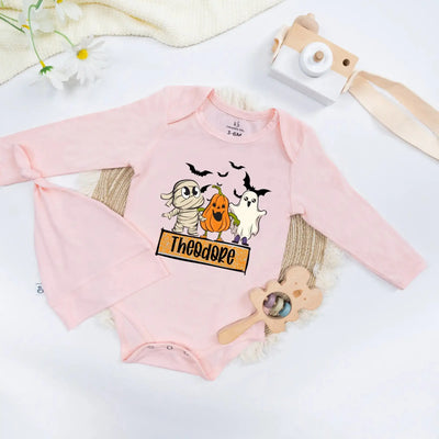 Halloween Ghost Custom Name Baby Onesie SwaddleAn