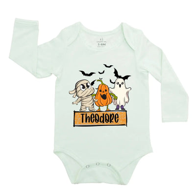 Halloween Ghost Custom Name Baby Onesie SwaddleAn