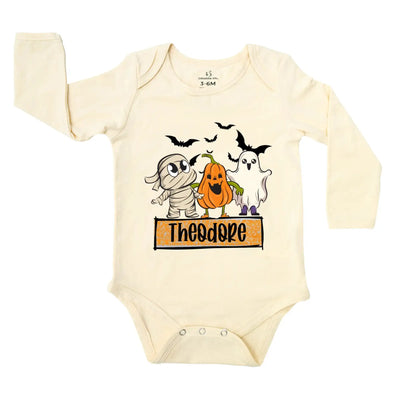 Halloween Ghost Custom Name Baby Onesie SwaddleAn