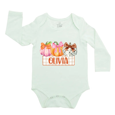 Halloween Pumpkin Custom Name Baby Onesie