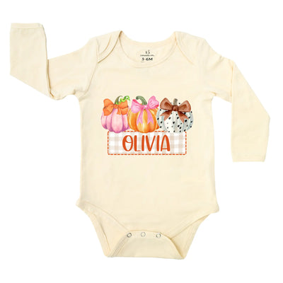 Halloween Pumpkin Custom Name Baby Onesie
