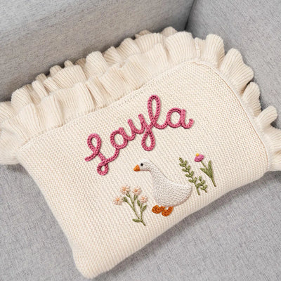 Hand Embroidered Cute Goose Baby Blanket