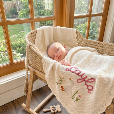 Hand Embroidered Cute Goose Baby Blanket
