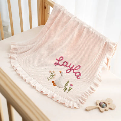 Hand Embroidered Cute Goose Baby Blanket