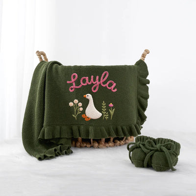 Hand Embroidered Cute Goose Baby Blanket