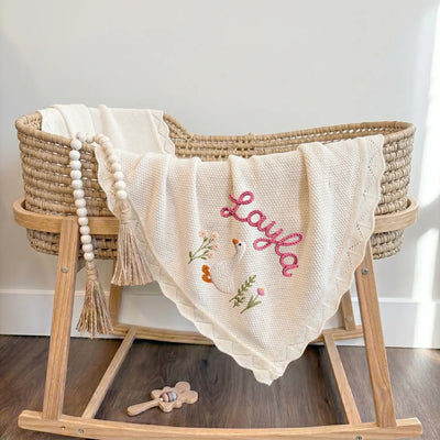 Hand Embroidered Cute Goose Baby Blanket