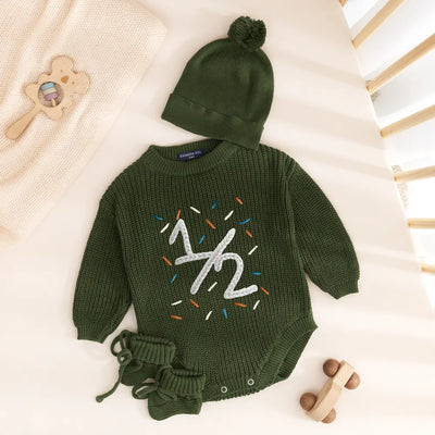 Hand Embroidered 1/2 Birthday Baby Romper