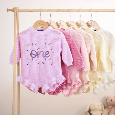 Hand Embroidered First Birthday Baby Romper