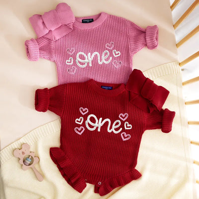 Hand Embroidered One Birthday Baby Romper