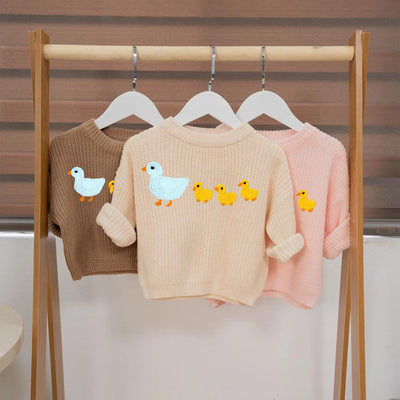 Hand Embroidery Marching Ducks Baby Knited Sweater