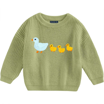 Hand Embroidery Marching Ducks Baby Knited Sweater