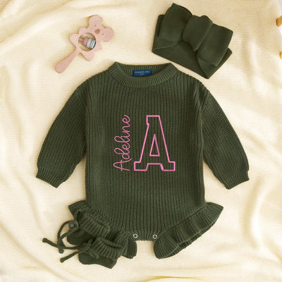 Initial Name Baby Embroidery Romper