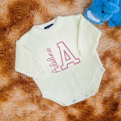 Initial Name Baby Embroidery Romper