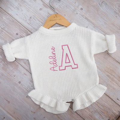 Initial Name Baby Embroidery Romper