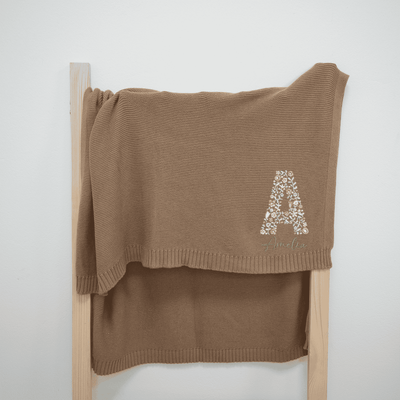 Initials Floral Embroidery Name Baby Blanket