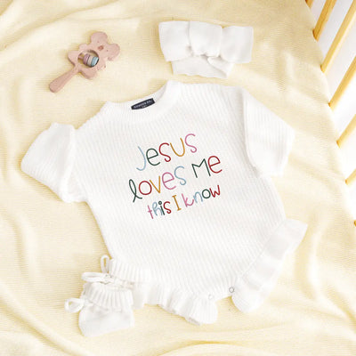 'Jesus Loves Me' Christian Baby Christmas Romper